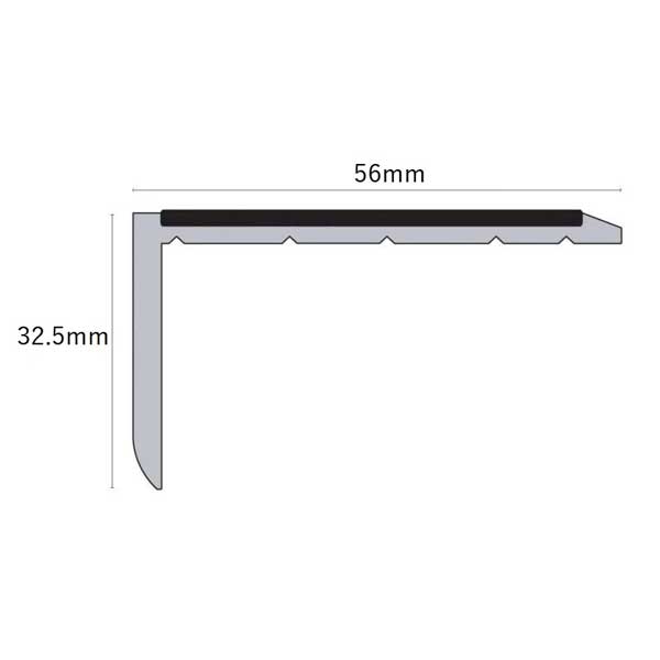  Rakeback Slimline 56mm x 32.5mm Hard Nose PVC Stair Nosing With PVC Insert