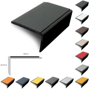 Rakeback Slimline 56mm x 32.5mm Hard Nose PVC Stair Nosing With PVC Insert