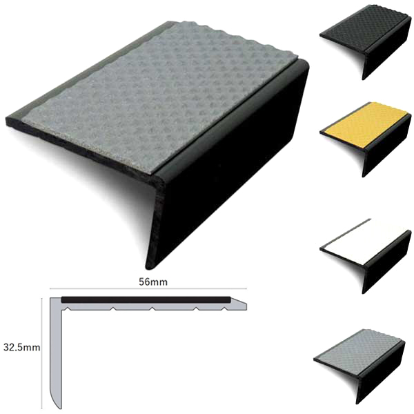 56mm x 32.5mm Slimline Tredsafe Stair Nosing With PVC Hard Nose Insert