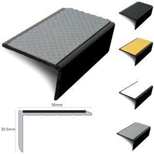 56mm x 32.5mm Slimline Tredsafe Stair Nosing With PVC Hard Nose Insert