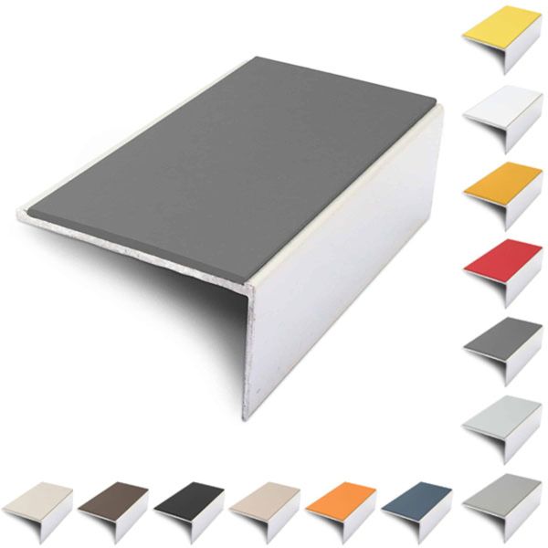  Aluminium 56mm x 32mm Stair Nosing Edge Trim With Non Slip PVC Insert