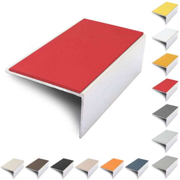  Aluminium 56mm x 32mm Stair Nosing Edge Trim With Non Slip PVC Insert