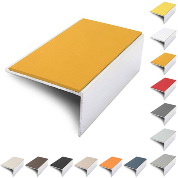  Aluminium 56mm x 32mm Stair Nosing Edge Trim With Non Slip PVC Insert