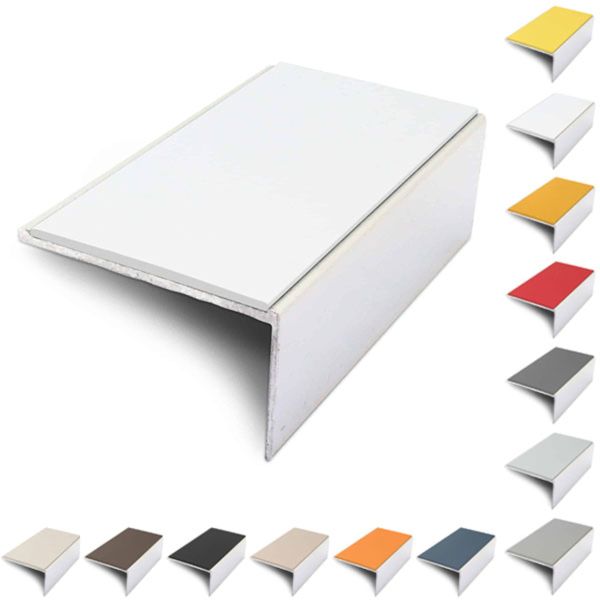  Aluminium 56mm x 32mm Stair Nosing Edge Trim With Non Slip PVC Insert
