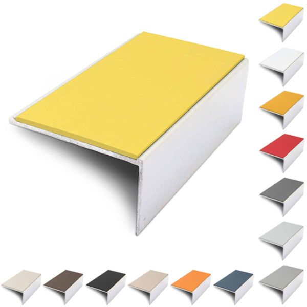 Aluminium 56mm x 32mm Stair Nosing Edge Trim With Non Slip PVC Insert