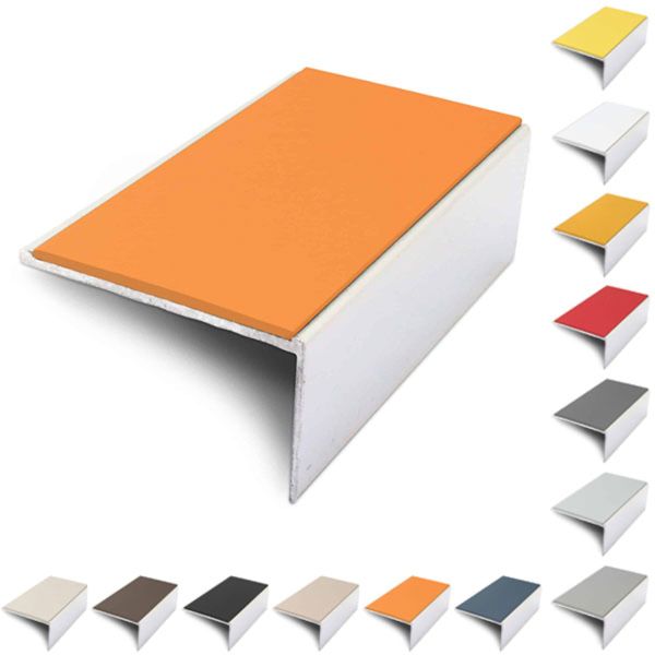  Aluminium 56mm x 32mm Stair Nosing Edge Trim With Non Slip PVC Insert