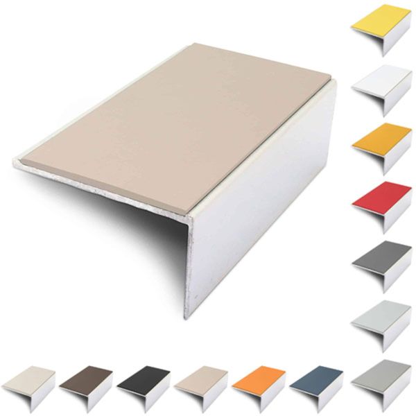  Aluminium 56mm x 32mm Stair Nosing Edge Trim With Non Slip PVC Insert