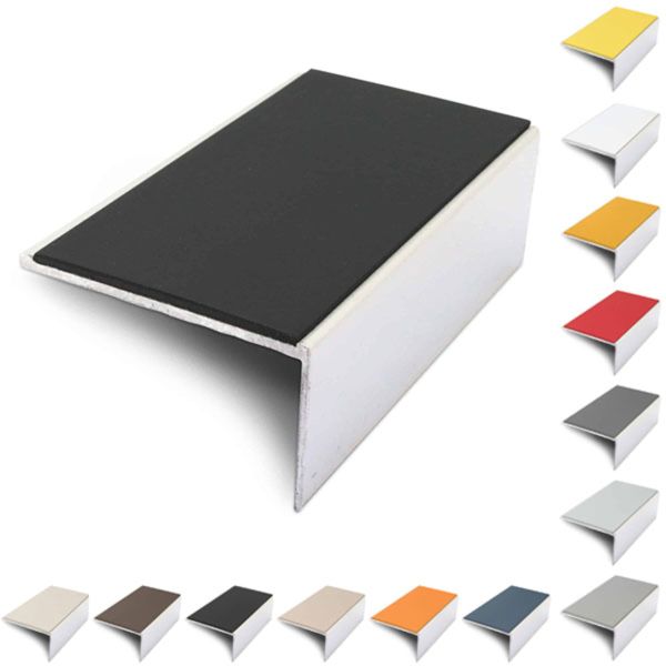  Aluminium 56mm x 32mm Stair Nosing Edge Trim With Non Slip PVC Insert