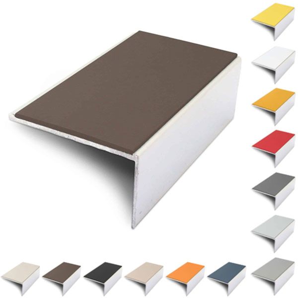  Aluminium 56mm x 32mm Stair Nosing Edge Trim With Non Slip PVC Insert