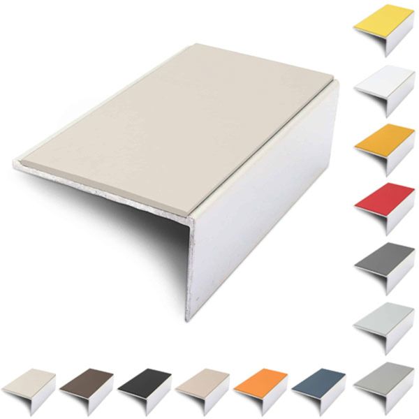  Aluminium 56mm x 32mm Stair Nosing Edge Trim With Non Slip PVC Insert