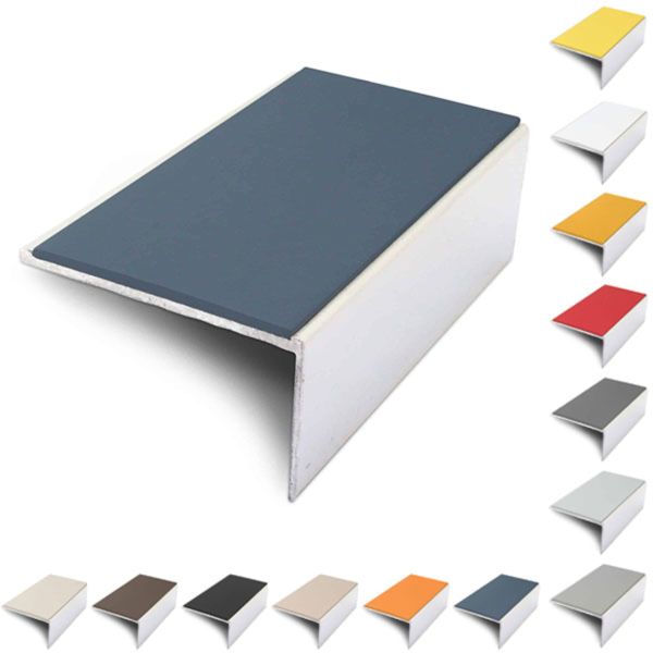  Aluminium 56mm x 32mm Stair Nosing Edge Trim With Non Slip PVC Insert