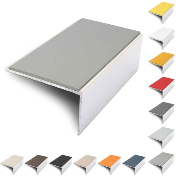  Aluminium 56mm x 32mm Stair Nosing Edge Trim With Non Slip PVC Insert