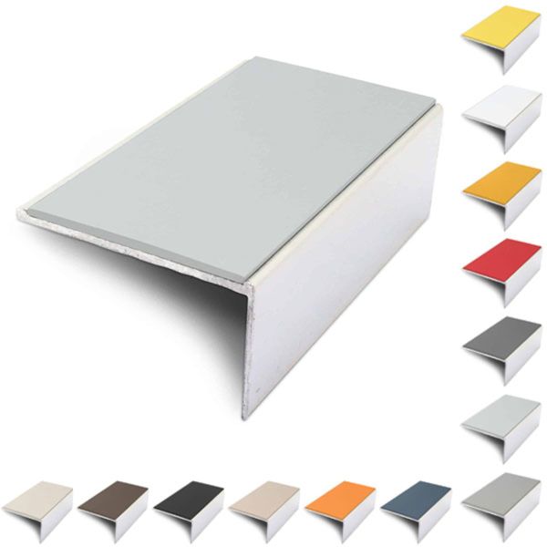  Aluminium 56mm x 32mm Stair Nosing Edge Trim With Non Slip PVC Insert