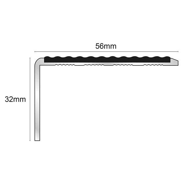 56mm x 32mm Tredsafe External Stair Nosing Edge Trim with PVC Insert