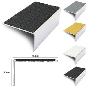 56mm x 32mm Tredsafe External Stair Nosing Edge Trim with PVC Insert