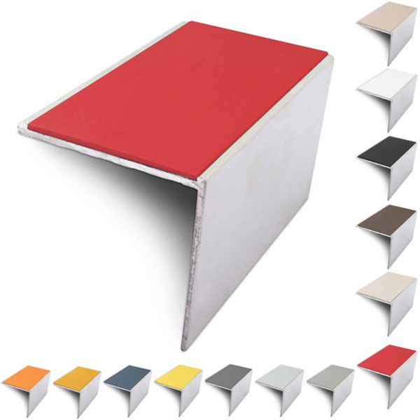 Aluminium 56mm x 55mm Anti Slip Stair Nosing Edge Trim With PVC Insert