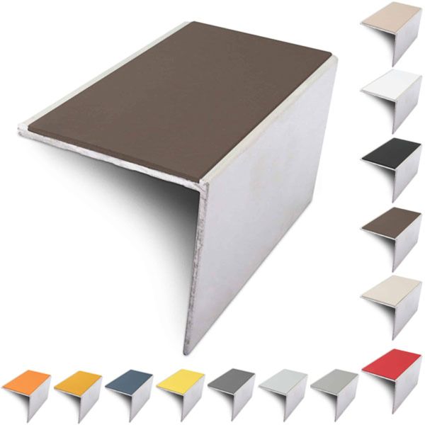 Aluminium 56mm x 55mm Anti Slip Stair Nosing Edge Trim With PVC Insert