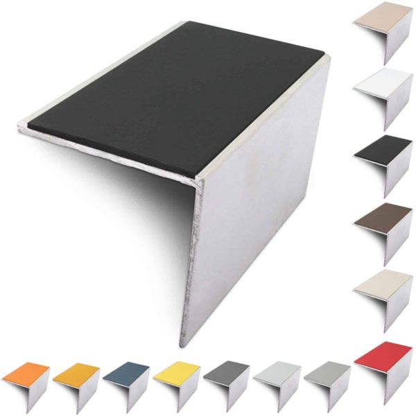 Aluminium 56mm x 55mm Anti Slip Stair Nosing Edge Trim With PVC Insert
