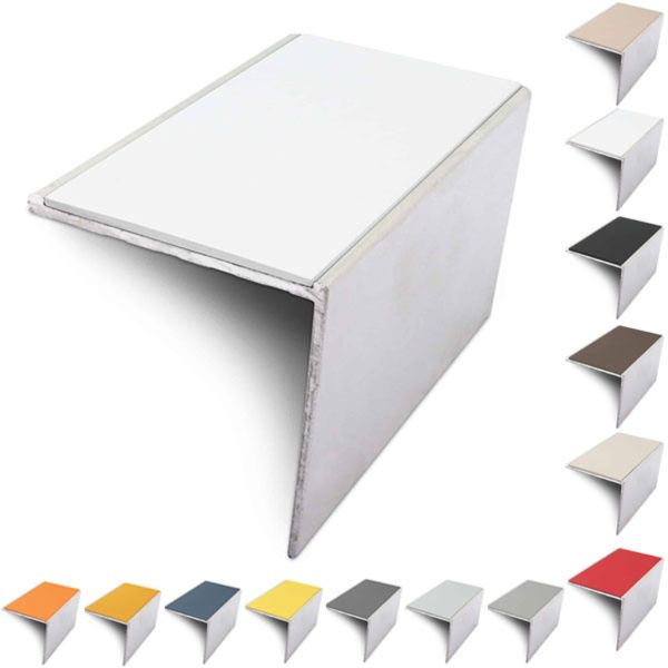 Aluminium 56mm x 55mm Anti Slip Stair Nosing Edge Trim With PVC Insert
