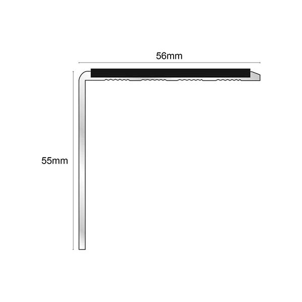 Aluminium 56mm x 55mm Anti Slip Stair Nosing Edge Trim With PVC Insert
