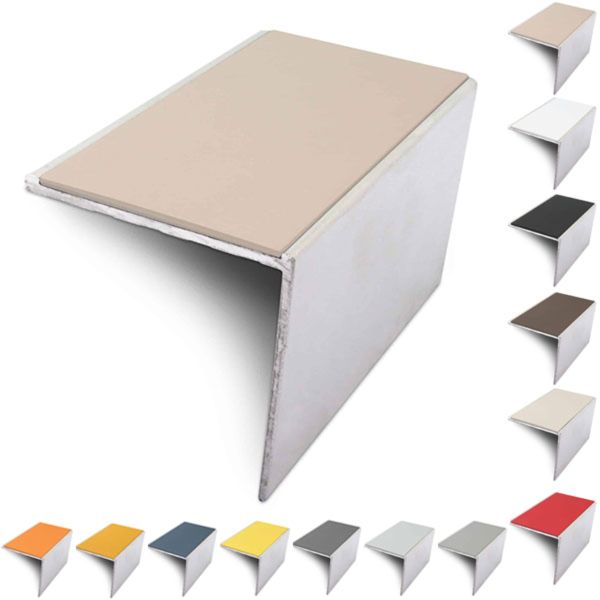 Aluminium 56mm x 55mm Anti Slip Stair Nosing Edge Trim With PVC Insert