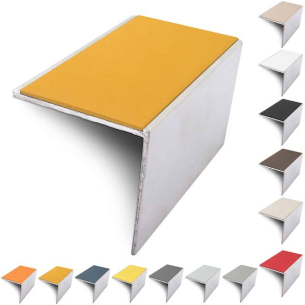 Aluminium 56mm x 55mm Anti Slip Stair Nosing Edge Trim With PVC Insert