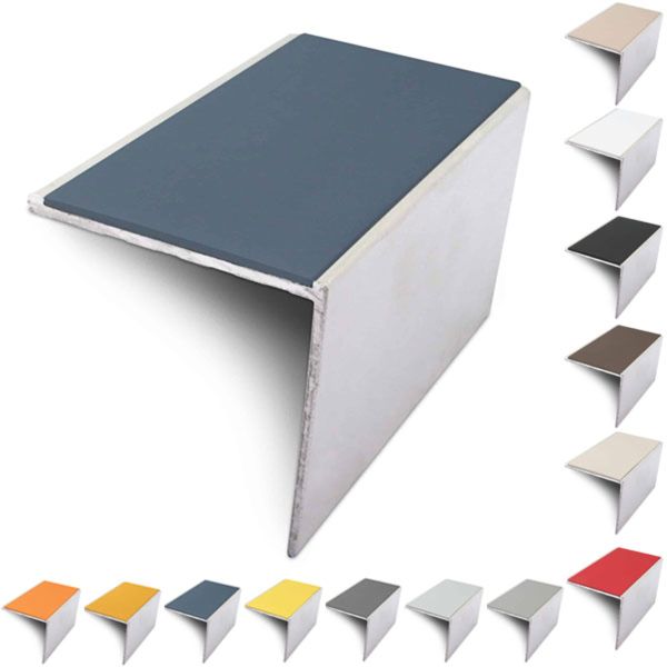 Aluminium 56mm x 55mm Anti Slip Stair Nosing Edge Trim With PVC Insert