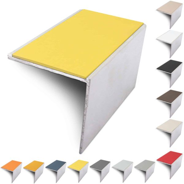 Aluminium 56mm x 55mm Anti Slip Stair Nosing Edge Trim With PVC Insert