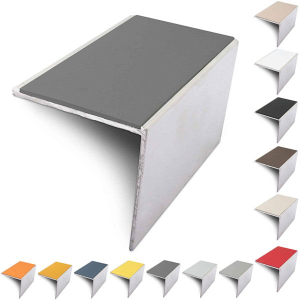 Aluminium 56mm x 55mm Anti Slip Stair Nosing Edge Trim With PVC Insert
