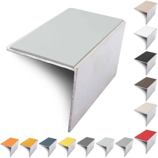 Aluminium 56mm x 55mm Anti Slip Stair Nosing Edge Trim With PVC Insert
