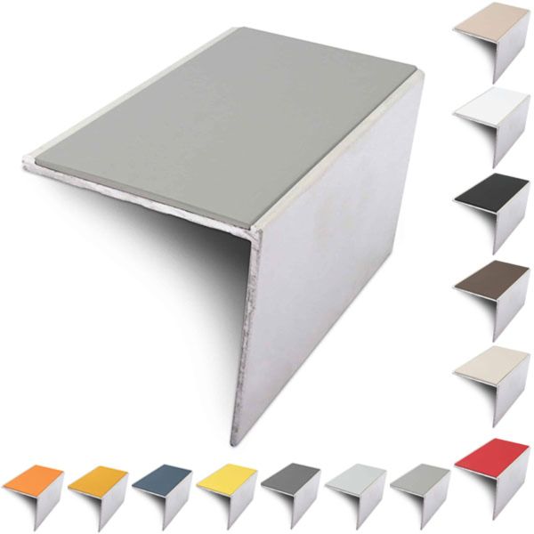 Aluminium 56mm x 55mm Anti Slip Stair Nosing Edge Trim With PVC Insert
