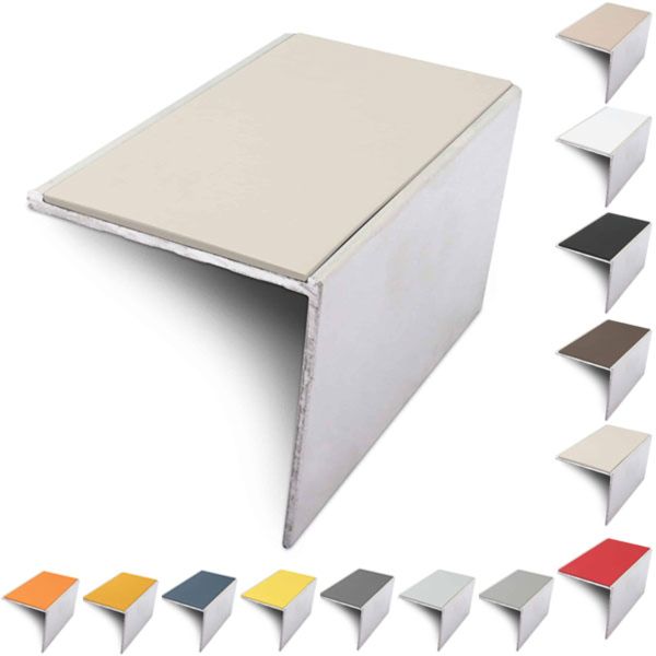 Aluminium 56mm x 55mm Anti Slip Stair Nosing Edge Trim With PVC Insert