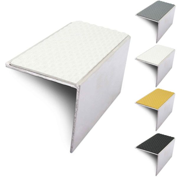 DDA Compliant 56mm x 55mm Aluminium Tredsafe Stair Nosing With PVC Insert 