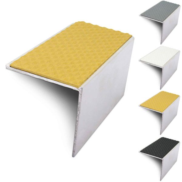 DDA Compliant 56mm x 55mm Aluminium Tredsafe Stair Nosing With PVC Insert 