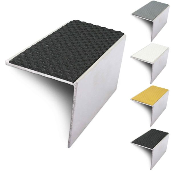 DDA Compliant 56mm x 55mm Aluminium Tredsafe Stair Nosing With PVC Insert 
