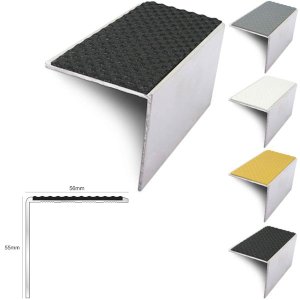 DDA Compliant 56mm x 55mm Aluminium Tredsafe Stair Nosing With PVC Insert 