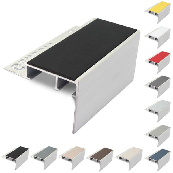 Ceramic Tile-In 56mm x 55mm Stair Nosing For 10mm Flooring With PVC Insert