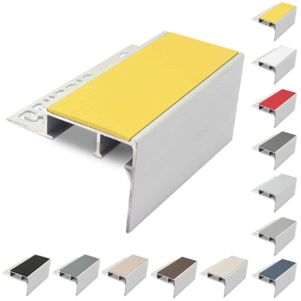 Ceramic Tile-In 56mm x 55mm Stair Nosing For 10mm Flooring With PVC Insert