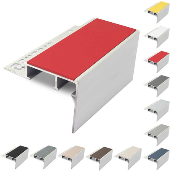 Ceramic Tile-In 56mm x 55mm Stair Nosing For 10mm Flooring With PVC Insert