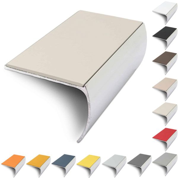 Bullnose Aluminium 57mm x 40mm Stair Nosing Edge Trim With PVC Insert