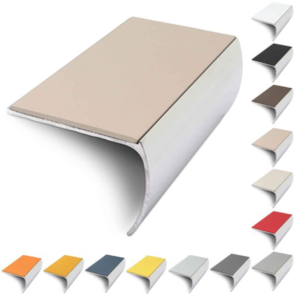 Bullnose Aluminium 57mm x 40mm Stair Nosing Edge Trim With PVC Insert