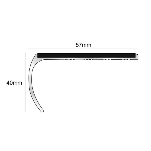 Bullnose Aluminium 57mm x 40mm Stair Nosing Edge Trim With PVC Insert