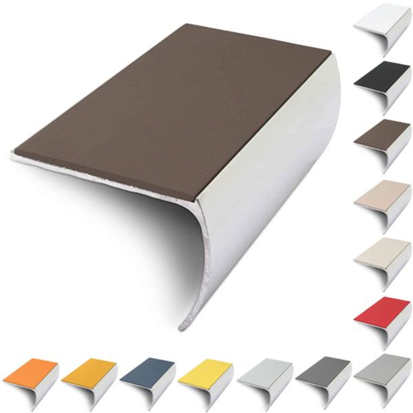 Bullnose Aluminium 57mm x 40mm Stair Nosing Edge Trim With PVC Insert