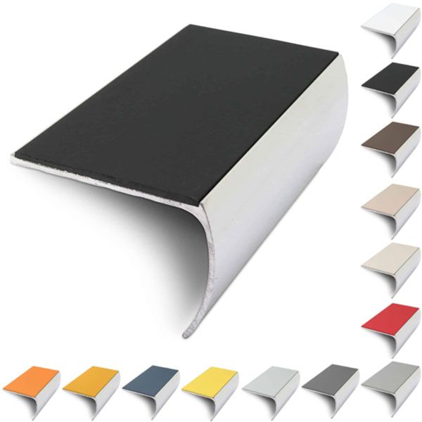 Bullnose Aluminium 57mm x 40mm Stair Nosing Edge Trim With PVC Insert