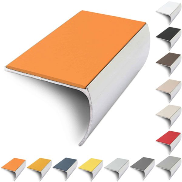 Bullnose Aluminium 57mm x 40mm Stair Nosing Edge Trim With PVC Insert