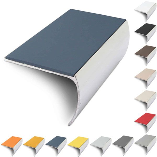 Bullnose Aluminium 57mm x 40mm Stair Nosing Edge Trim With PVC Insert