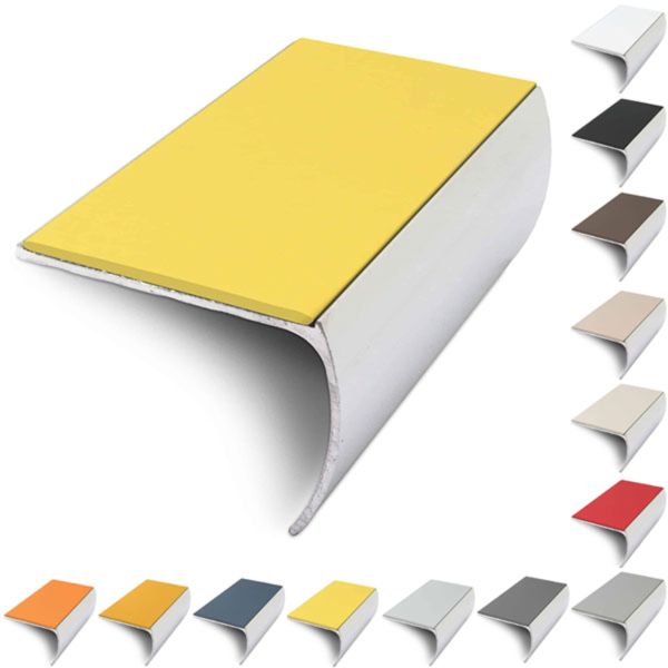 Bullnose Aluminium 57mm x 40mm Stair Nosing Edge Trim With PVC Insert