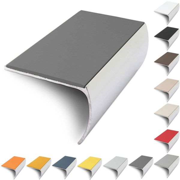 Bullnose Aluminium 57mm x 40mm Stair Nosing Edge Trim With PVC Insert