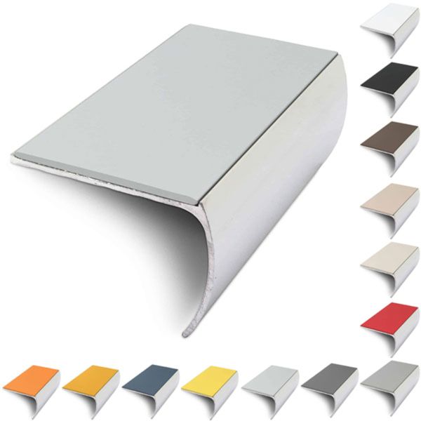 Bullnose Aluminium 57mm x 40mm Stair Nosing Edge Trim With PVC Insert