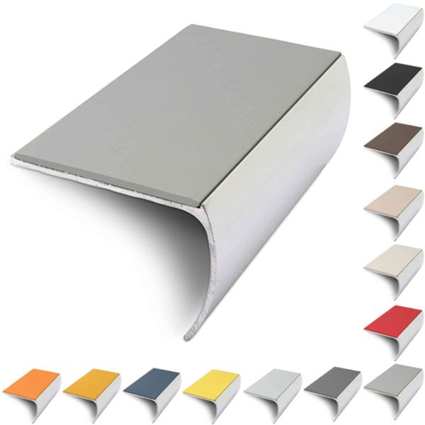Bullnose Aluminium 57mm x 40mm Stair Nosing Edge Trim With PVC Insert